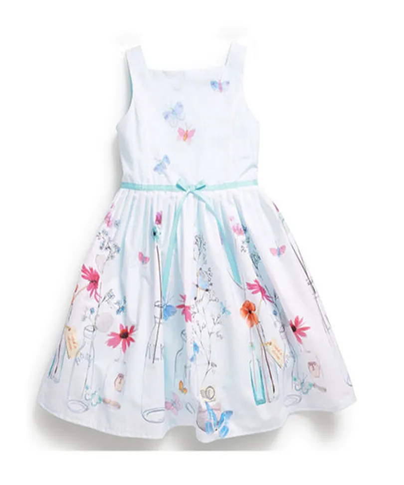 2017 Yaz Sevimli Bebek Kız Elbise Pamuk Düzenli Kolsuz A-Line Elbiseler Casual Diz Çocuk Giyim Prenses 1-7 Yıl