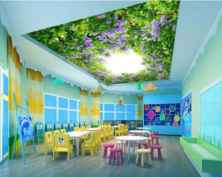 Não-tecido home decor KTV bar teto 3D grande adesivos de parede papel de parede pintura Mural papel de parede Flores