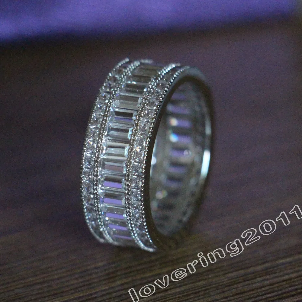 Choucong Full Princess Cut Stone Diamond 10kt Vitguld Fylld Engagemang Bröllop Band Ring Set SZ 5-11 Present