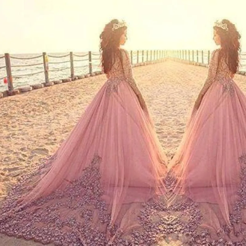 strapless open back dress Romantic Princess Long Sleeve Lace Maxi Dress main image 1