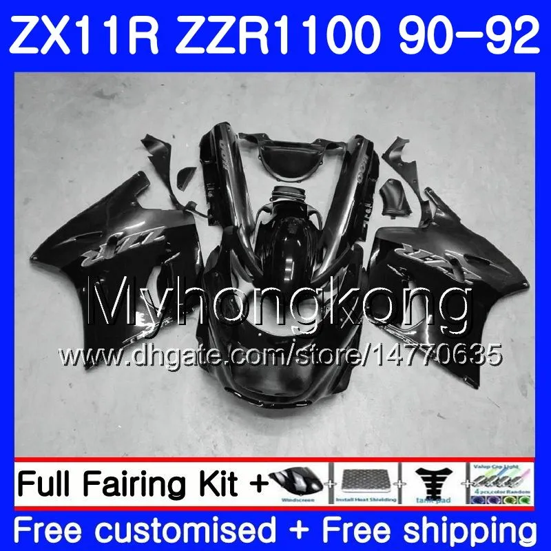 Bodys for Kawasaki ZZR1100 ZX 11R ZX-11R 1990 1991 1992 205HM.AA ZZR 1100 ZX11 R ZX-11 R ZZR-1100 ZX11R 90 91 92 Cinza Black Feeding