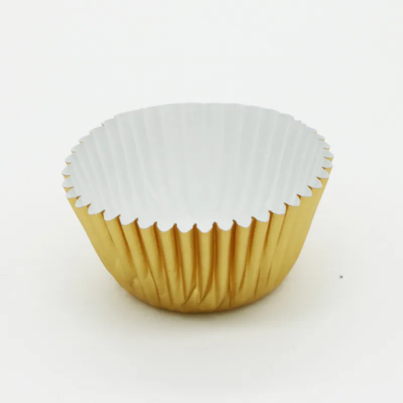 HEIßER VERKAUF Mini-Cupcake-Förmchen aus Gold- und Silberfolie, Papiere, Muffinförmchen, Kuchenförmchen, Backform, Wrapper