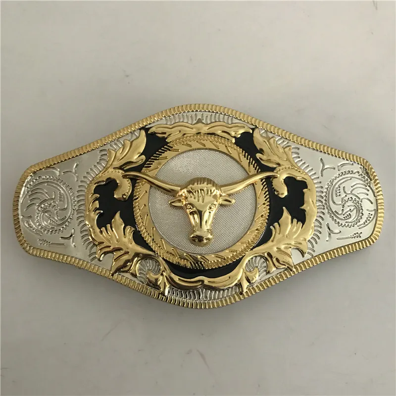 1 أجهزة كمبيوتر كبيرة الحجم Gold Bull Head Western Belt Boxle لـ Cintura Cowboy237O