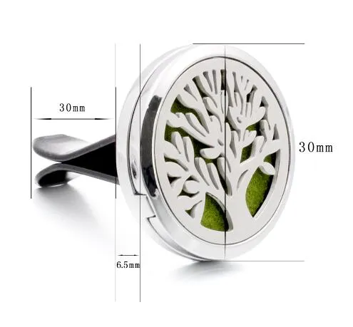 1st Butterfly Snowflake Tree Deer 30mm Eloy Car Diffuser Locket Vent Clip Aroma Parfym Magnet Locket med 10p Oil Pads H6130594