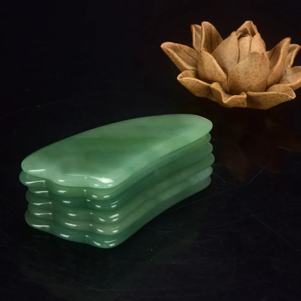 Dingsheng Natural Crystal Green Aventurine Jade Slimming Face Massager Gua Sha Scraping Massage Tool Facial Back Body Spa Massage Avkoppling