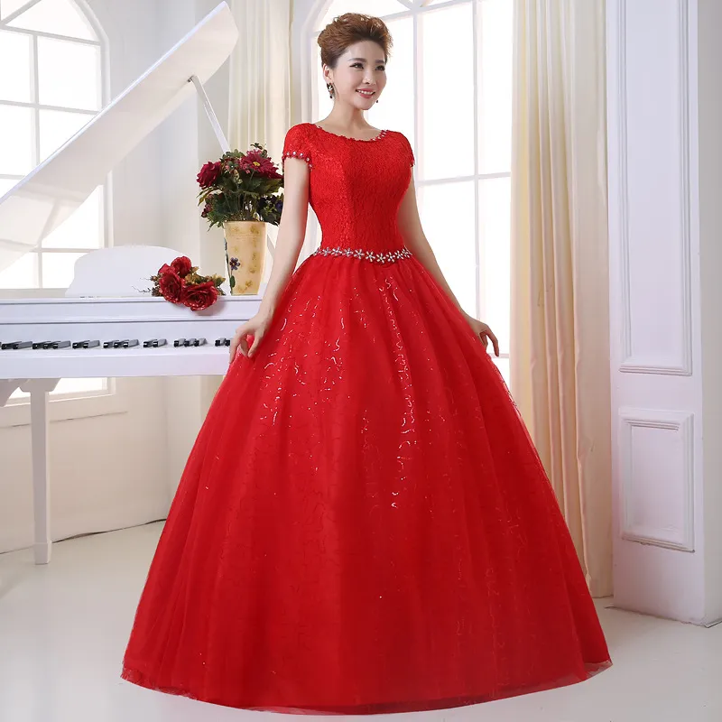 Neue koreanische Hochzeitsbrautkleider Doppel Schultern Schnürung großer Hochzeitskleid Vestido Casamento