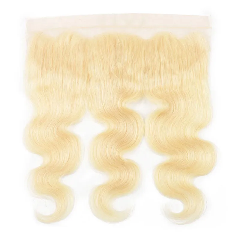 Brasiliansk kroppsvåg 613 Blond Ear to Ear 13x4 Full spetsens frontal stängning med 3 buntar Real Virgin Human Hair Blonde Weaves Exten2829805