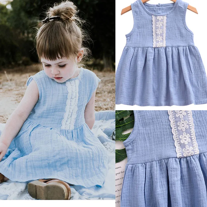 Bébé filles dentelle gilet robe enfants sans manches princesse robes 2018 été Boutique enfants vêtements C3997