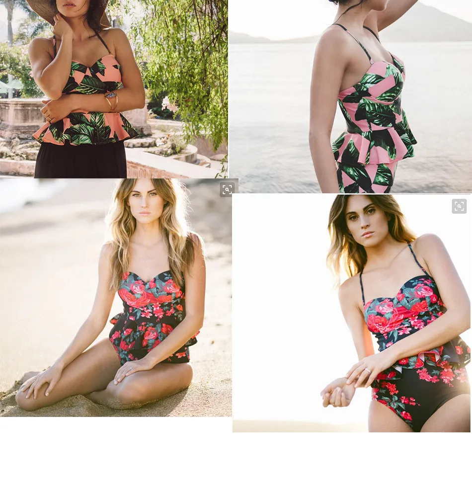 2018 Seksi Bikini Mayo Kadınlar Push Up Mayo Yüksek Waisted Mayo Çiçek Biquini İki Parçalı Bikinis Tankini Beachwear