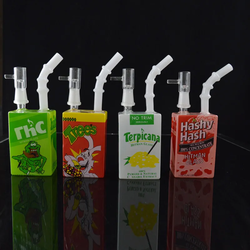 Hitman Glass Juice Box Themed Liquid Sci Glass Dab Rig Bong 7.5 Inch