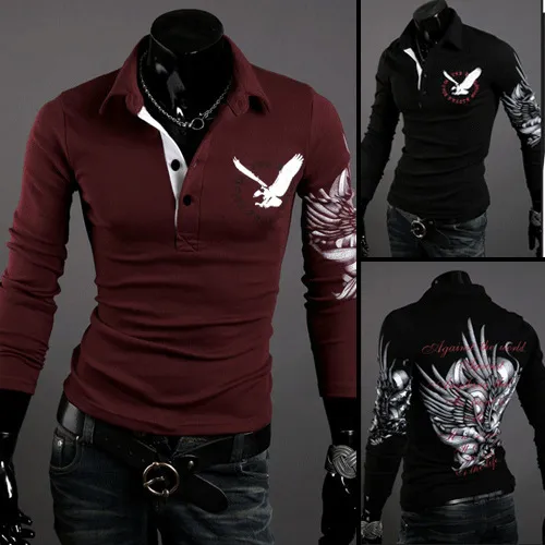 Camisa masculina t 2018 moda marca roupas águia impresso t camisa masculina casual manga longa hip hop engraçado t camisas topos tees1490348