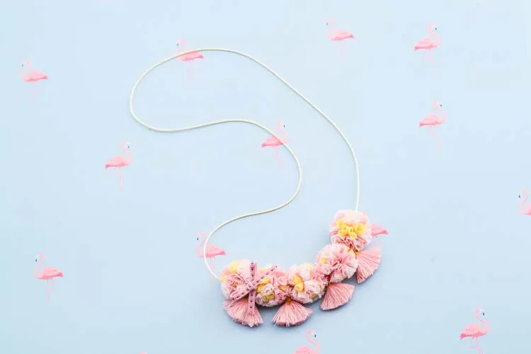 Sweet Baby Girls Necklace Gauze Flower Tassel Children All-match Necklace Colourful Floral Kids Jewelry Princess accessories C3557