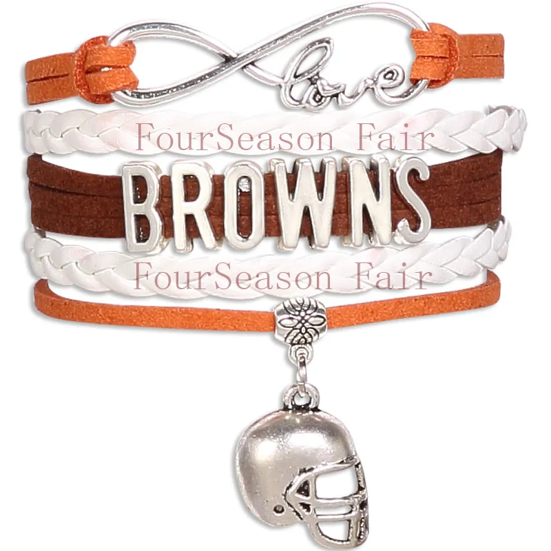 Benutzerdefinierte - Unendlichkeit Liebe Browns Fußball Armband braun State Sport Team Wrap Geflochtenes Leder verstellbare Armband Armreifen