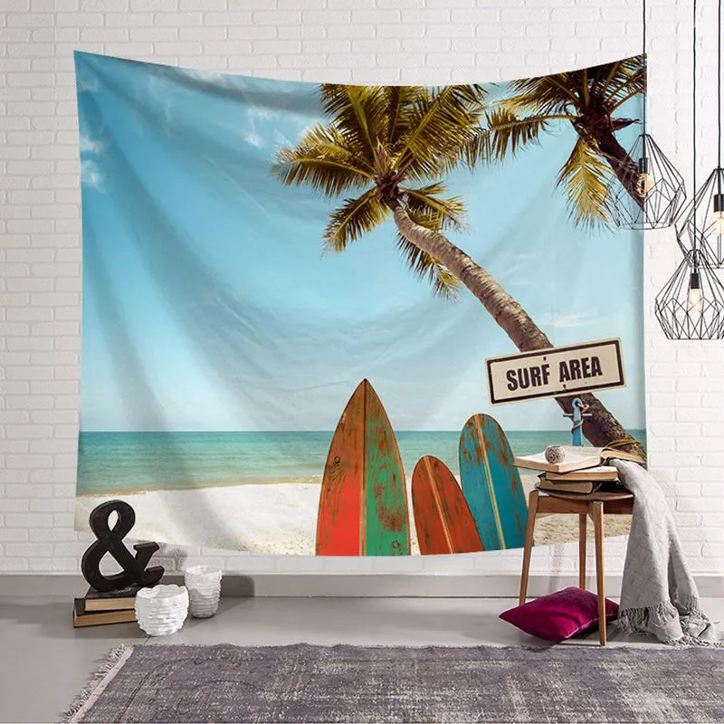 Tropical été plage impression tapisserie palmier palmier tenture murale tapis bus surf tenture murale vacances maison bureau décoration