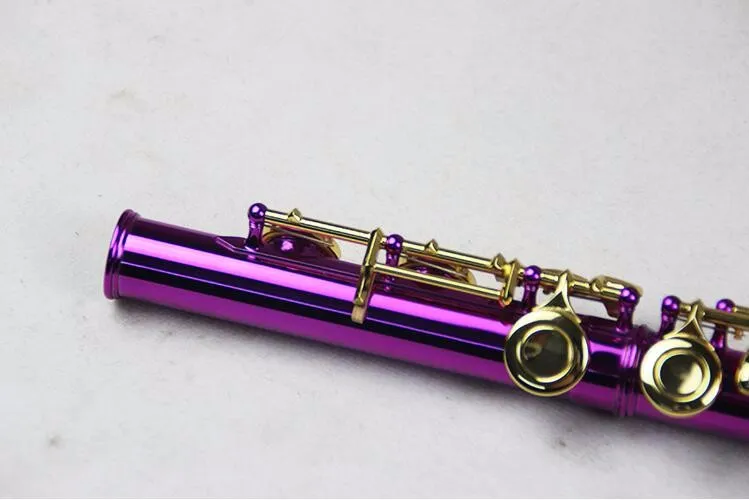 Oves FL-510R White Copper Tube Flute C Tune 16 Sleutel gesloten Purple Gold Lacquer Fluit Afneembare Westerse Muziekinstrumenten met Case