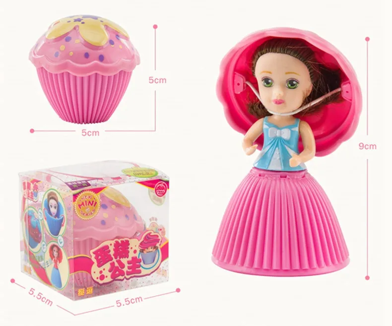 12pcs/lot 5cm mini Cupcake Scented Princess Dolls Reversible Cake Transform to Mini Princess Doll 6 Flavors Free Shipping