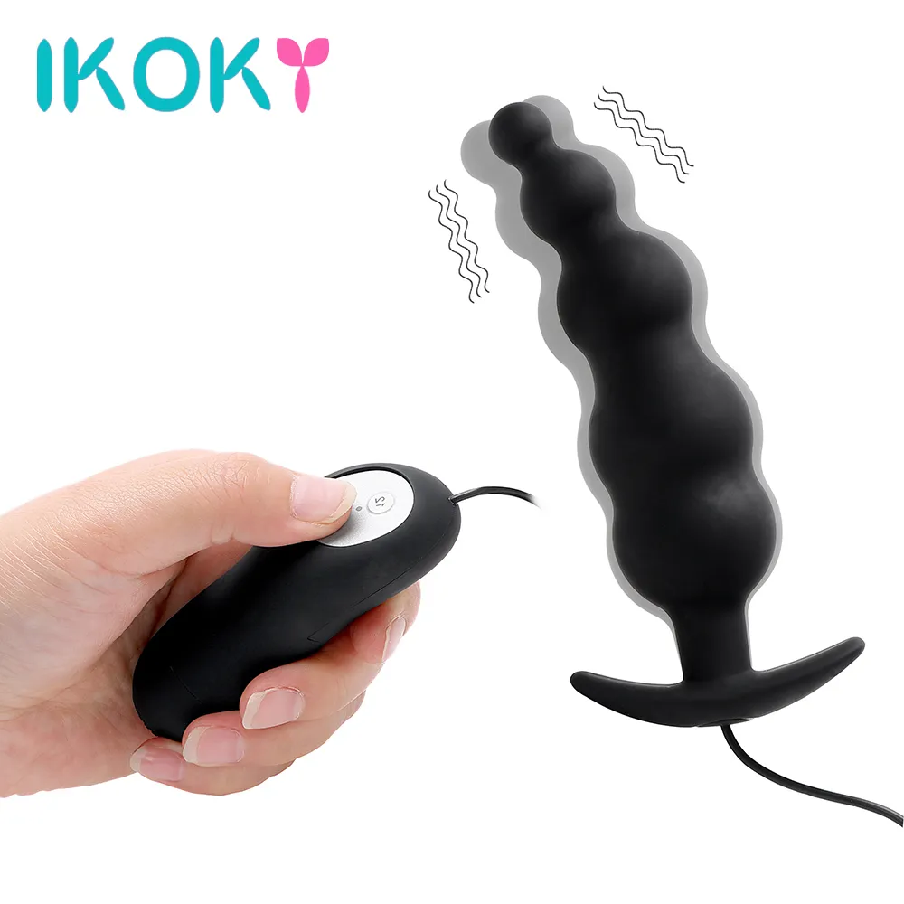 IKOKY Anal Vibrator Vibrating Anal Plug Butt Plug with Remote Control G-spot Prostate Massager 12 Speed Sex Toys for Men Women Y18110106