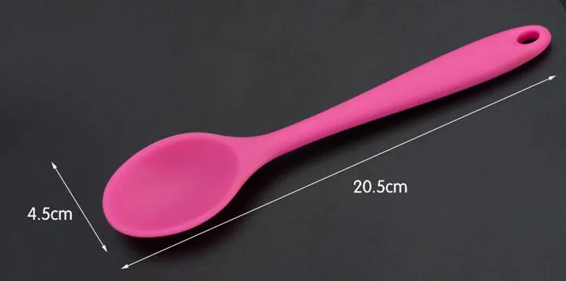 Home Use Mini Silicone Spoon Colorful Heat Resistant Spoons Kitchenware Cooking Tools Utensil 20.5*4.5cm ZA6331