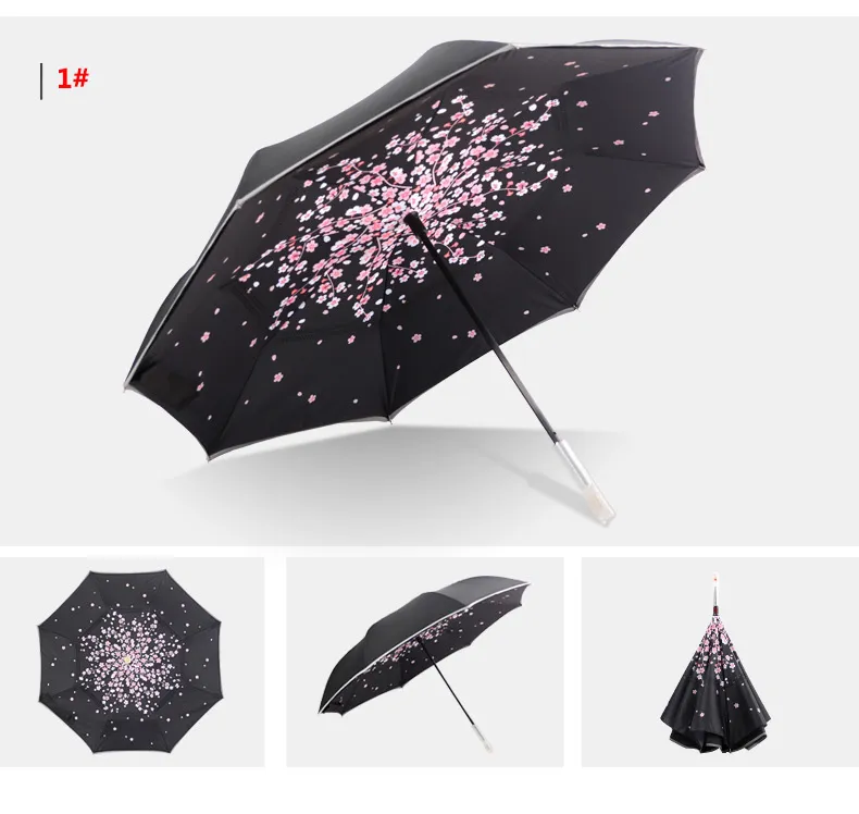 LED inverterat paraply omvänd vikningsbil Paraply med SOS Varning Flash med paraply Skyddsväska WX9-297