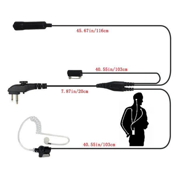 Mic PTT Covert Acoustic Tube Earpiece for Hytera HYT TD560/PD562 Two way Radio