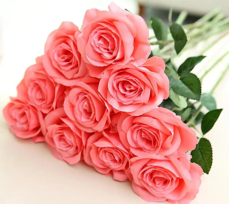 Novos Estilos de Flores de Artesanato De Seda Artificial Rosa Real Toque Flores Para O Casamento Decoração Do Quarto de Natal 9 Cores GA223