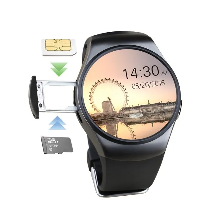 Yeni Orijinal KW18 Tam Yuvarlak IPS Kalp Hızı Akıllı İzle MTK2502 IOS ve Android Samsung Akıllı İzle için BT4.0 Smartwatch