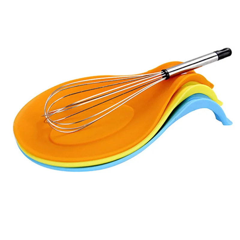 Silicone Heat Resistant Spoon Fork Mat Rest Utensil Spatula Holder Kitchen Tool Random Color 