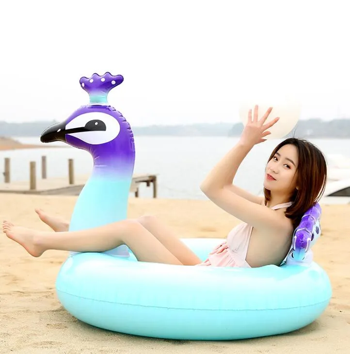 120cm peacock srimg ring adult kids floating mattress funny swimming pool toy giant float toys beach loungers