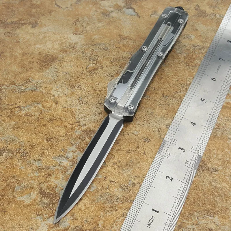 MICT UT121 121 Przezroczysty Tanto D / E Blade Black Różowy Zielony Uchwyt Podwójny Akcja Polowanie Składane Knifes Knifes z narzędziami Adru