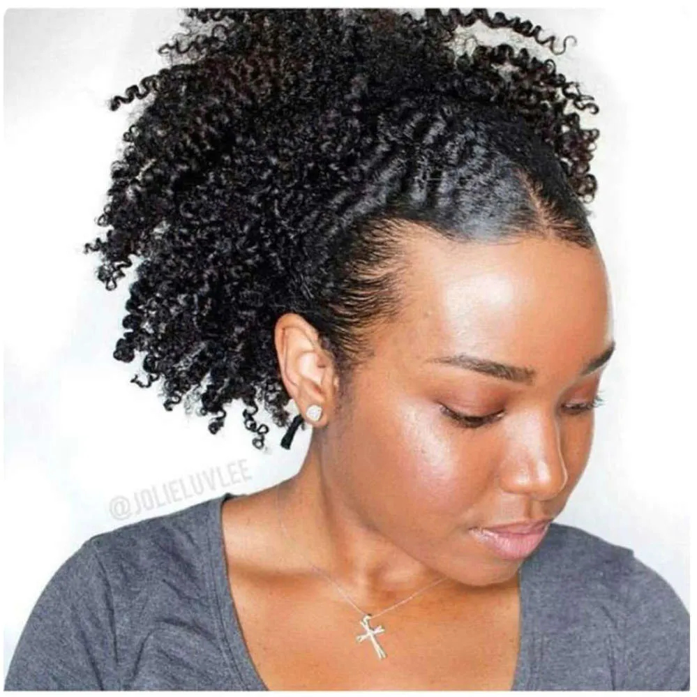 Afro Kinky Curly Human Hair Drawstring Ponytail extension Curly Hair Brazilian Virgin Clip 100% Real Hair Pony tail hairpiece 120g