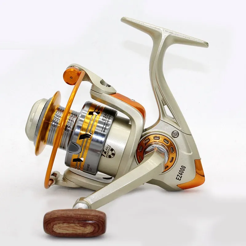 Hastighetsförhållande 5.2: 1 Metall Spinning Fiske Reel EZ1000-6000 Spinning Reels Ocean Sea Boat Ice Fishing Tackle Aluminium Fishing 12 Axis MK409