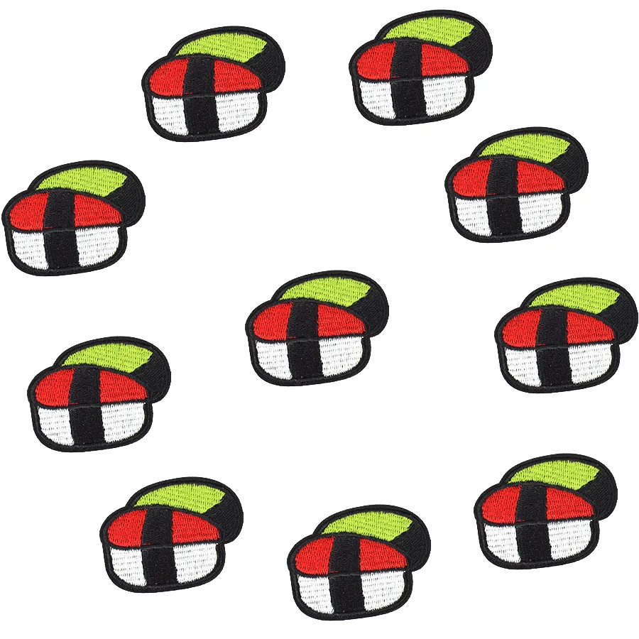 Diy Stripe Embroidery Delicious Sushi Clothes Patches for Cheap Hot Melt Adhesive Costume Patch for Apparel Sewing Patches Accessories