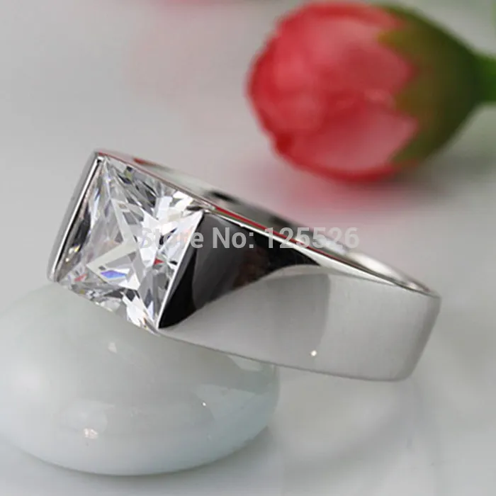 Princesa dos homens choucong corte de Diamante 925 Sterling Silver Anel de Noivado De Casamento Sz 8-12 Frete grátis Presente