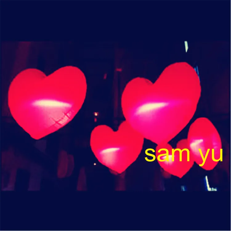 Accept customized inflatable hearts with Led lights Valentine's Day nightclub decoration