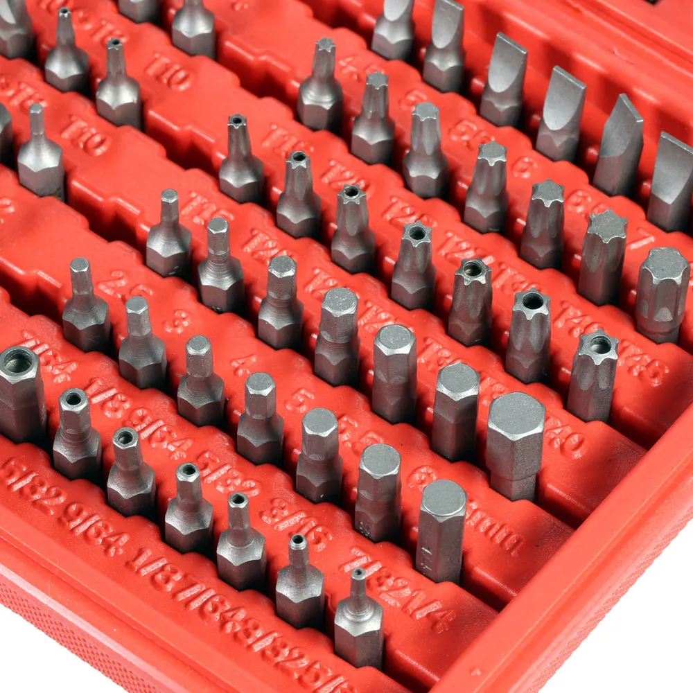 Freeshipping 100Pcs/lot Reliable Screwdriver Bits Professional Bits Set Sturdy Chrome Vanadium Steel Screwdriver Head Set Torx Hex with Case