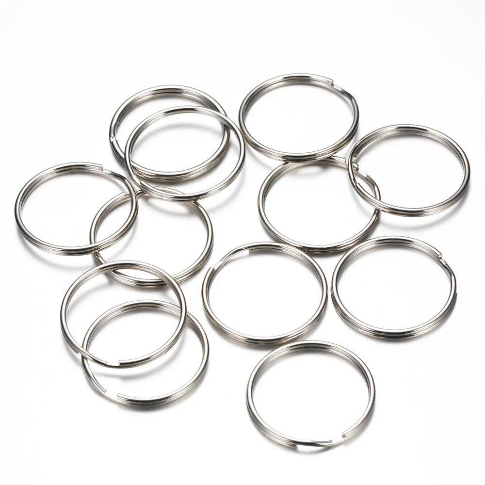 100 pcs/lot 25*25mm porte-clés en métal anneaux fendus porte-clés porte-clés rond cercle porte-clés accessoires