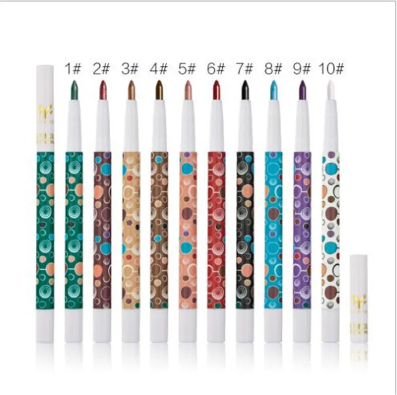 10 Renkler / set Güzellik Kozmetik Glitter Göz Farı Kalem su geçirmez Renkli Makyaj Kalem Eyeliner Glitter Dudak Eyeliner Pencil ücretsiz gönderim