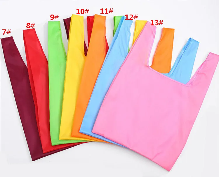 Sacos de Compras dobráveis ​​Nylon Reutilizável Saco De Armazenamento De Supermercado Eco Friendly Sacos de Compras Sacolas 19 Cores W35 * H55cm HH7-1165