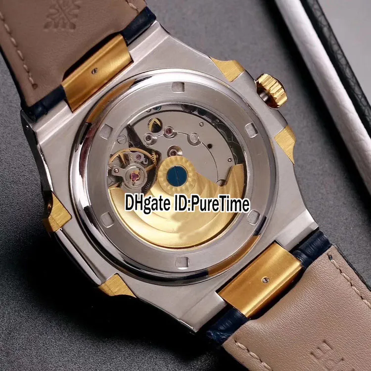 New Classic 5711J 18K Yellow Gold D-Blue Texture Dial 40mm A2813 Automatic Mens Watch Two Tone Watches Leather Puretime P280g7
