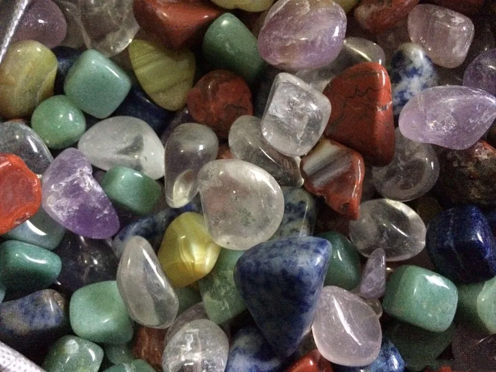 200g Bella massa naturale assortita pietra burattata cristallo agata minerale di roccia colorata la guarigione dei chakra Reiki + custodia