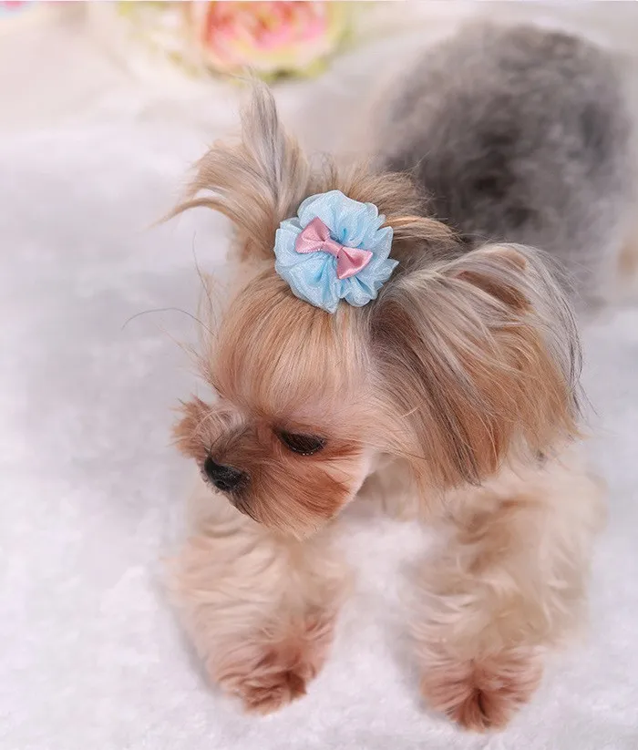 素敵なペット犬の猫のヘアピン髪弓犬の子犬レースプリンセスヘアクリップかわいい犬のグルーミングヘアアクセサリー装飾的
