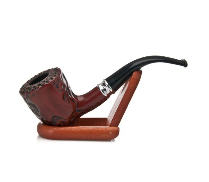 New short type resin pipe practical bending wooden smoking set