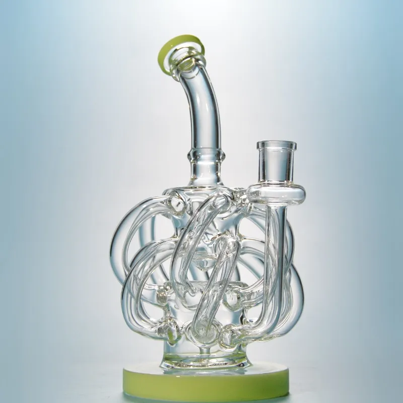 12 Tubes Narguilés Vortex Recycler Bong En Verre avec Super Cyclone Bleu Vert Violet Bongs Tuyaux d'eau XL137