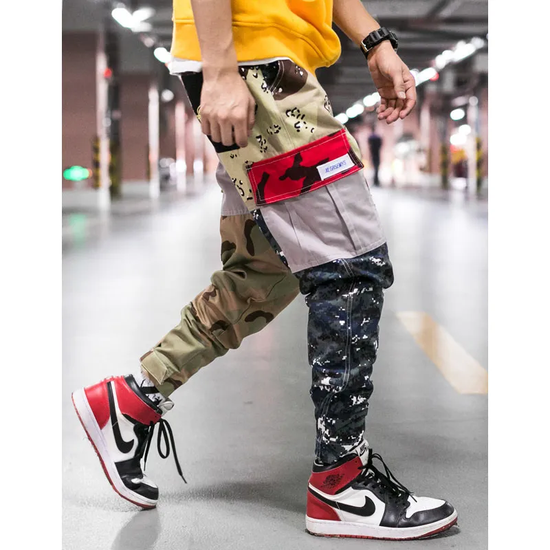 Designer Cargo Camo Hosen Mes Streetwear Taschen Patchwork Jogger Hosen Männlich Mode Kleidung Plus Größe