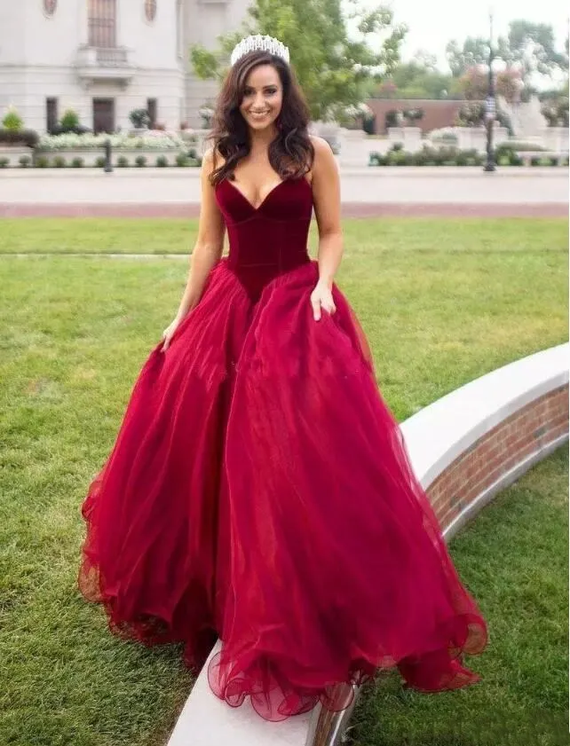 burgundy organza dress Vintage A-Line Burgundy Organza Burgundy Long Prom Dress C1146 – BlingDress main image 0