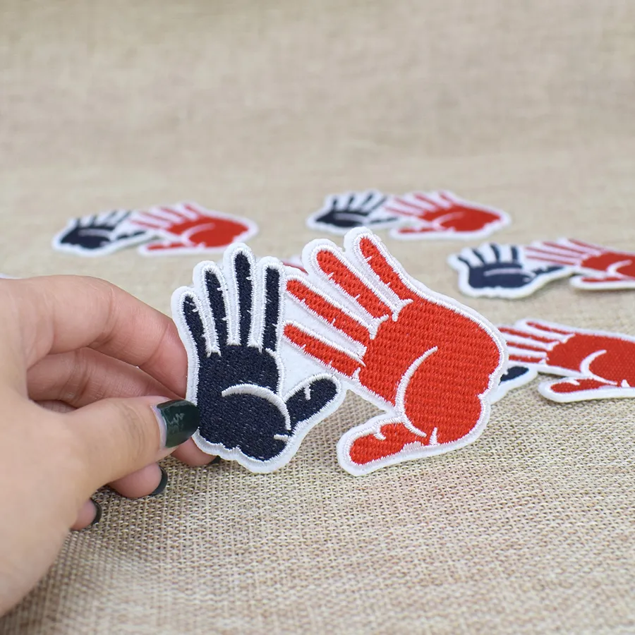 10 stks Palm Print Geborduurde Patches voor Kleding Tassen Iron On Transfer Applique Patch voor Jeans Sweater Naai op Borduurwerk Patch Kids DIY