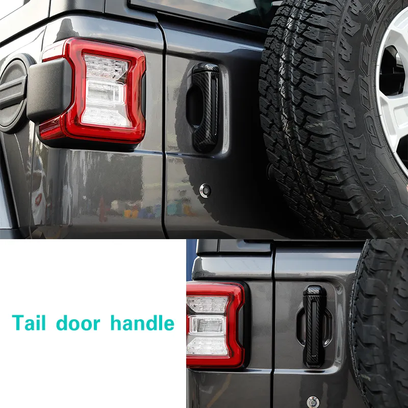 4Doors Door Handle Car Door Tail Outside Door Shell Carbon Fiber 10PCS For Jeep Wrangler JL 2018 High Quality Auto Exterior Acces297s