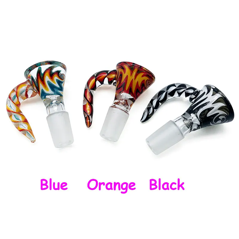 Wig Wag Glass Bowl With Handle Blue Black Orange 14mm 18mm Male Glass Bowl Bong Bowl Piece Smoking Accessories For Glass Beaker Bongs