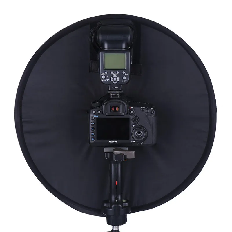 Lightdow 45 cm Katlanabilir Yüzük Speedlite Flaş Difüzör Makro Vur Canon Nikon Sony Pentax Godox Speedlight Için Yuvarlak Softbox