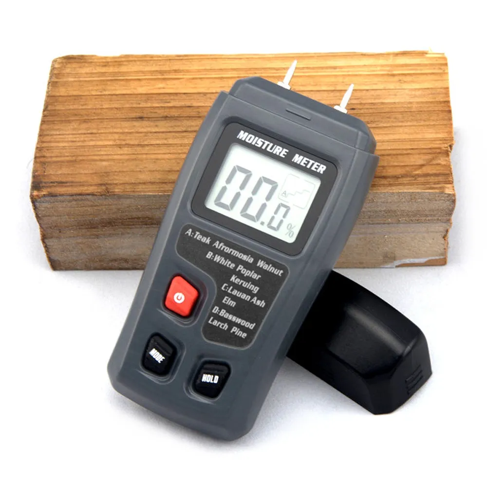 Freeshipping Bereich 0-99,9% Mini 2Pins EMT01 Holzfeuchtemessgerät mit LCD-Anzeige Display Woodwoeking Tragbares Tester-Tool Hohe Qualität